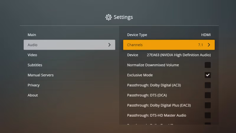 Plex Disable Audio Passthrough