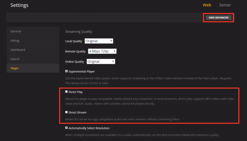Plex Disable Direct Play