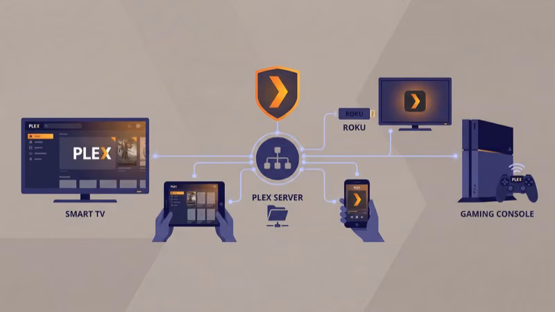 Plex supported devices including smart TV tablet phone and Roku