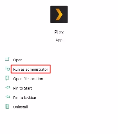 Plex Run As Administrator