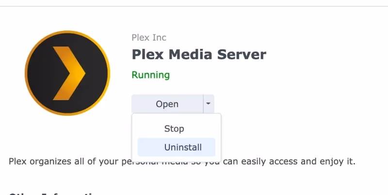 Uninstall Plex