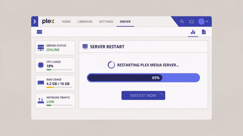 Plex Media Server system tray quit option on Windows to perform full server restart