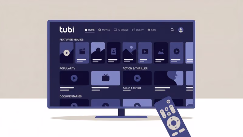 Tubi free streaming app interface showing movie and TV show library