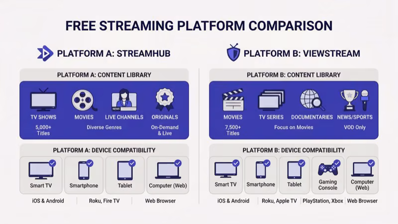 Pluto TV versus free streaming alternatives compared by features and content library