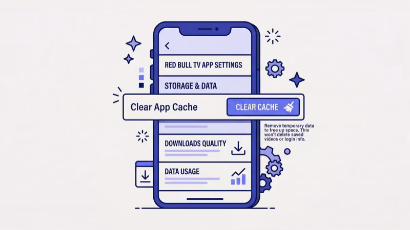 Fire TV Stick settings menu showing Red Bull TV app cache clear option