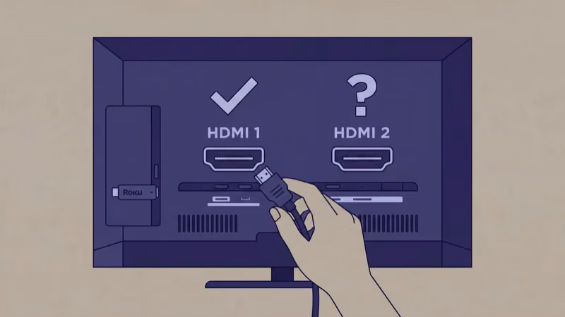 Testing different HDMI ports on TV back panel for Roku