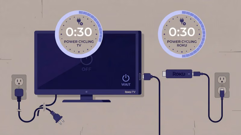 Roku streaming device unplugged for power cycle reset