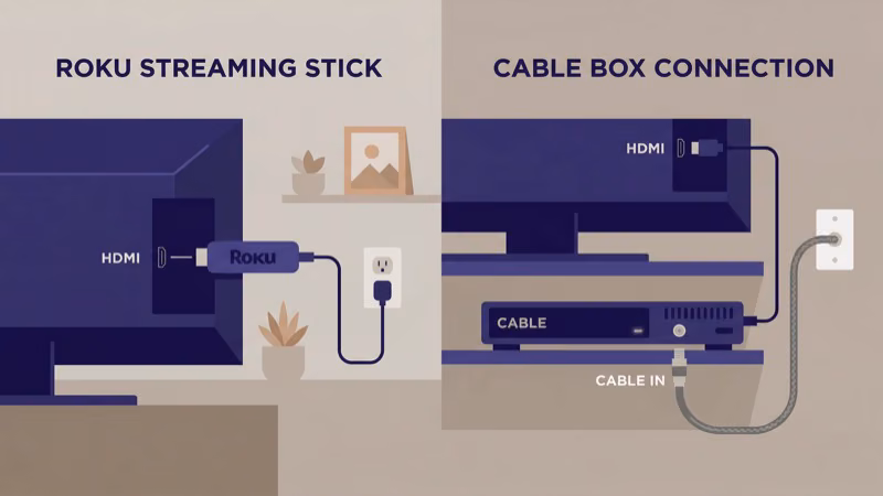 Roku streaming device setup compared to Amazon Fire TV and Apple TV competitors