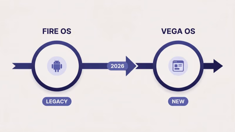 Fire TV operating system transition timeline from legacy Fire OS to new Vega OS in 2026