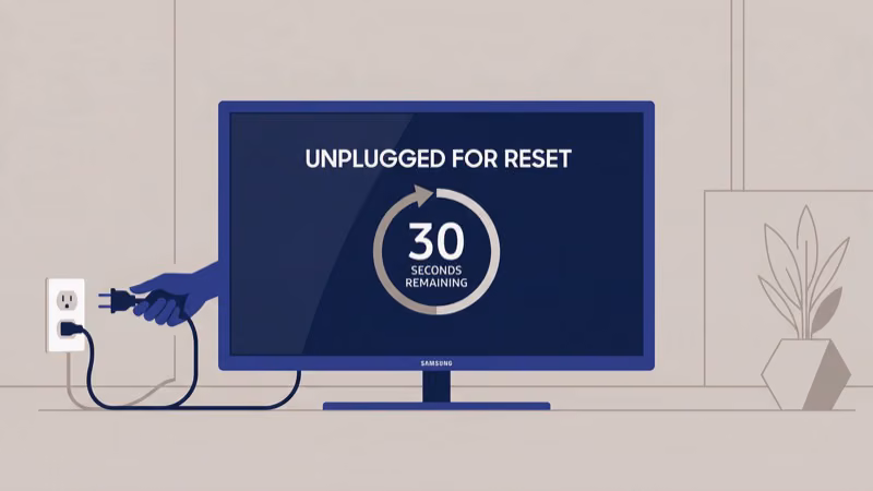 Samsung TV being unplugged from wall for power cycle reset