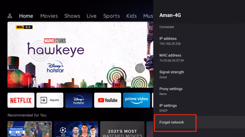 Android Tv Forget Network