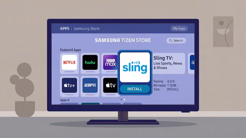 Installing Sling TV app from Samsung smart TV app store