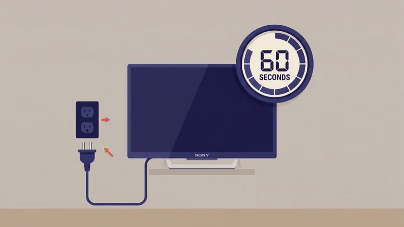 Sony TV power cord unplugged from wall outlet for reset procedure