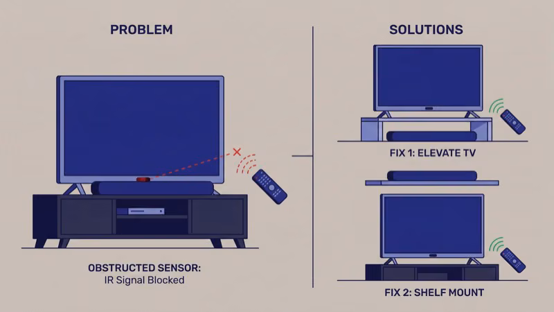 Five soundbar placement solutions to clear the TV remote sensor path
