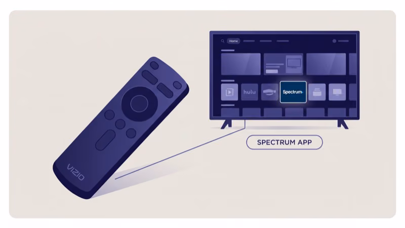 Vizio SmartCast remote with V button highlighted to access SmartCast home screen