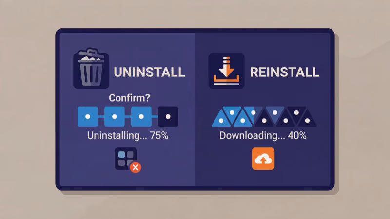 Roku channel store showing Spectrum TV app reinstall process on streaming device