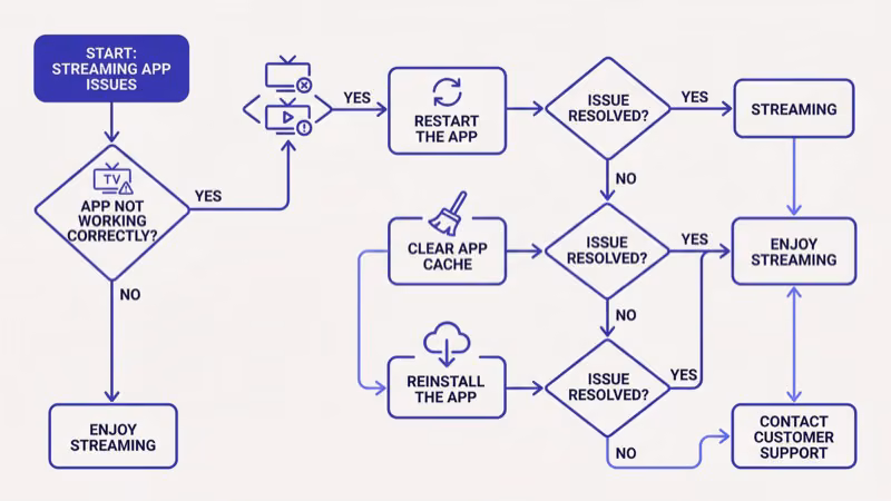 Roku settings screen for fixing Spectrum TV app crashes and buffering issues