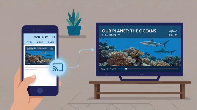 Phone casting Spectrum TV app content to Sony TV screen