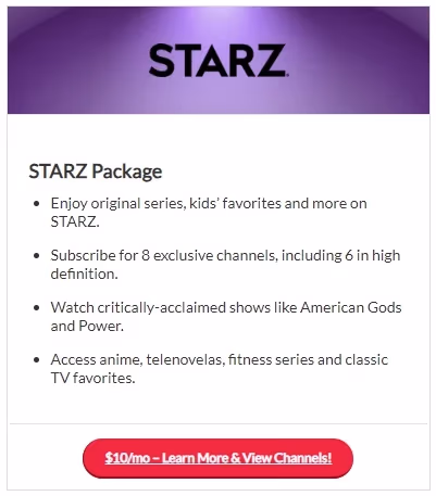 Starz Cost On Dish Tv