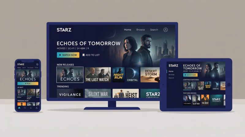 Starz streaming app on phone tablet and smart TV devices