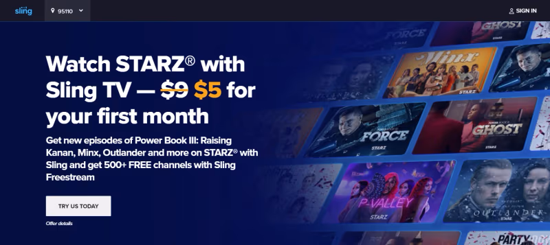 Overview Of Starz On Sling