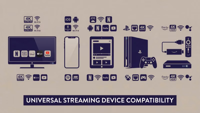 Starz and Paramount Plus supported devices including Roku Fire TV Apple TV and mobile