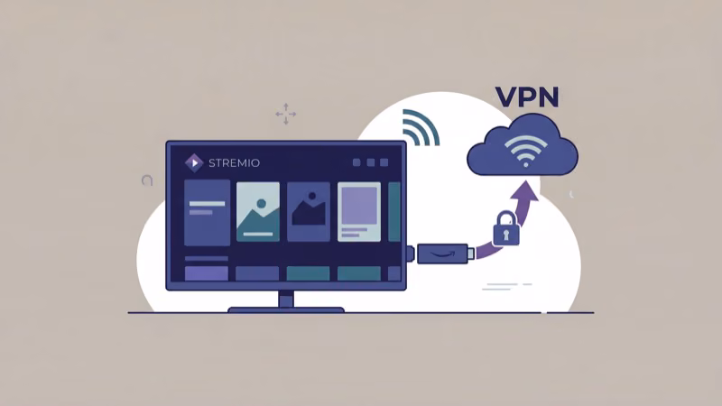 VPN connection active on Fire TV Stick for private Stremio streaming