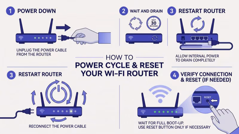 Unplugging router and modem to restart TCL Roku TV Wi-Fi connection