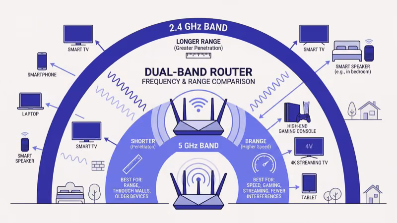 Switching TCL Roku TV between 2.4 GHz and 5 GHz Wi-Fi frequency bands
