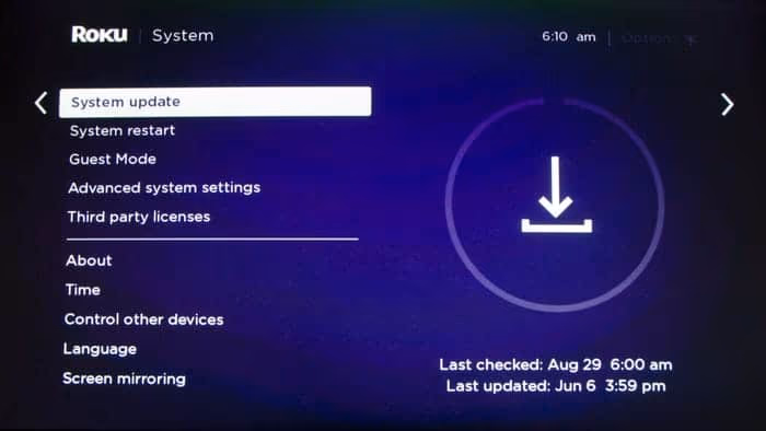 Update System to fix TCL Roku TV Black Screen 