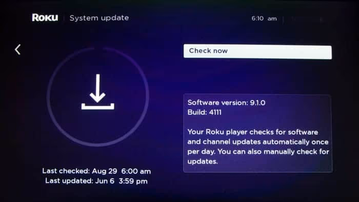 Check Roku System Update