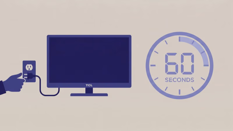 Power cycling TCL TV by unplugging from wall with countdown timer