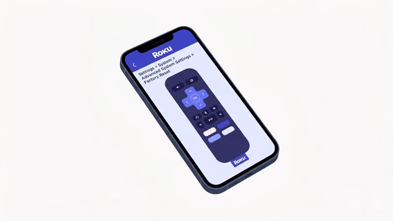Roku mobile app virtual remote control screen for TCL TV factory reset