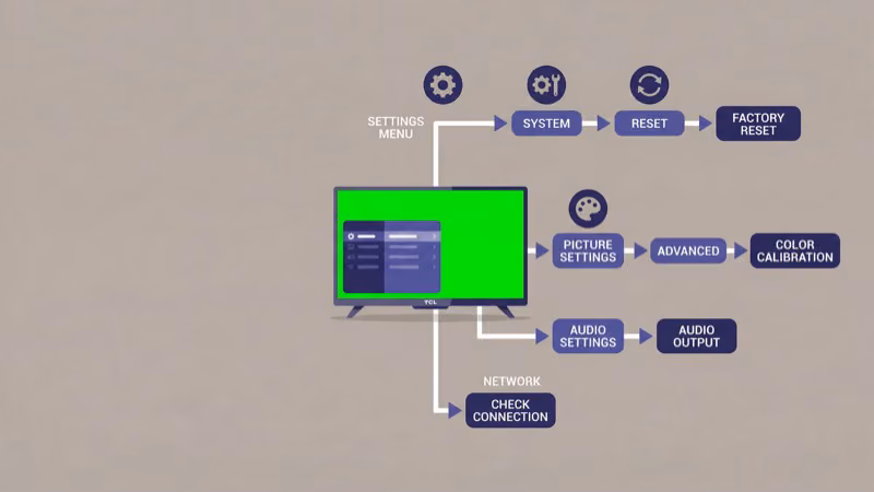TCL Roku TV and Google TV settings menu paths for display fixes