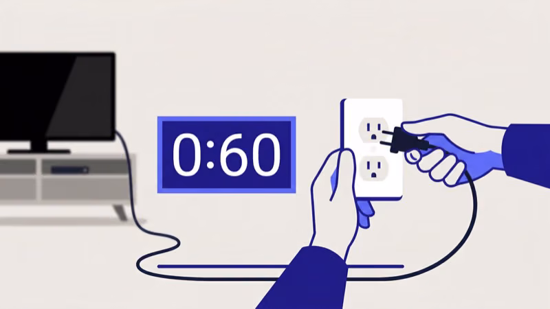 Unplugging a TCL TV power cord from wall outlet to perform power cycle