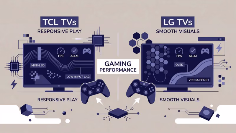 Gaming input lag and response time comparison between TCL and LG TVs