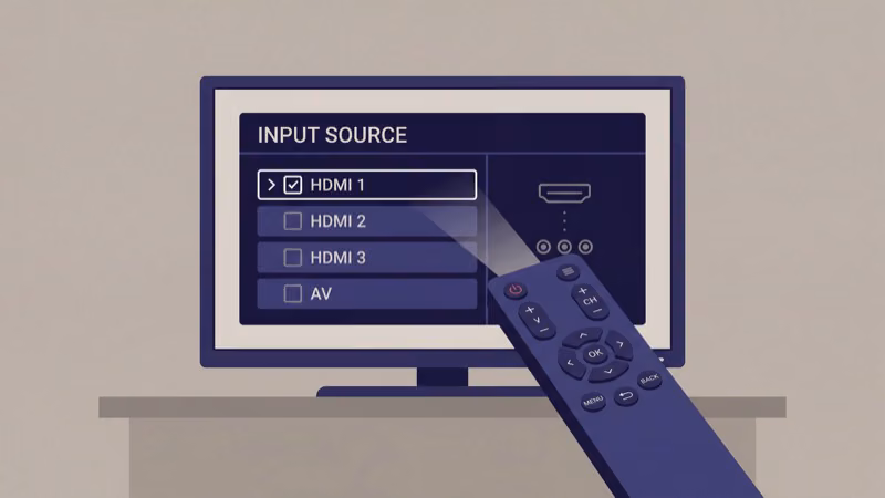 Toshiba TV input source selection menu showing HDMI options