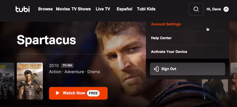 Tubi Sign Out