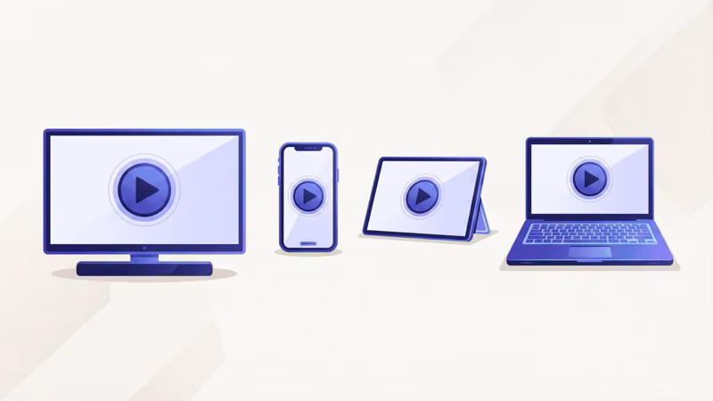 Grid of supported streaming devices including smart TV phone tablet and laptop