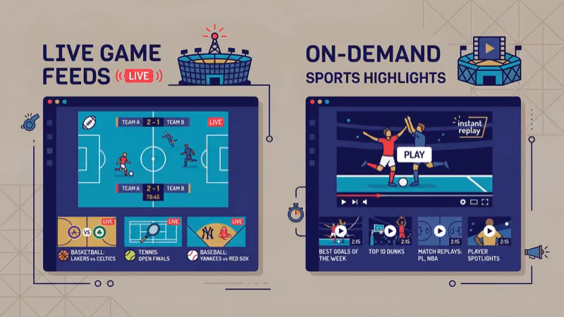 YouTube TV sports coverage showing NFL Sunday Ticket and ESPN channels on a smart TV