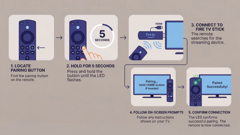Universal remote pairing process with Fire TV Stick device