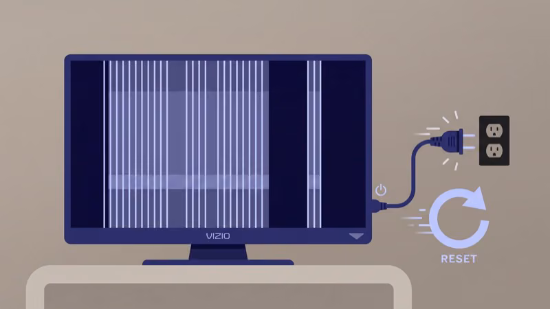 Power cycling Vizio TV with vertical lines by unplugging cord