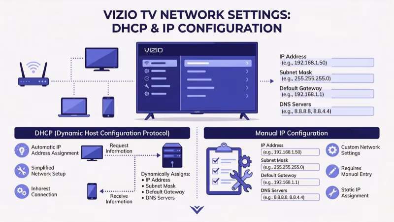 Router admin panel DHCP settings page showing IP address lease table and toggle
