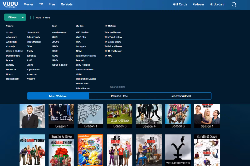 Vudu User Interface