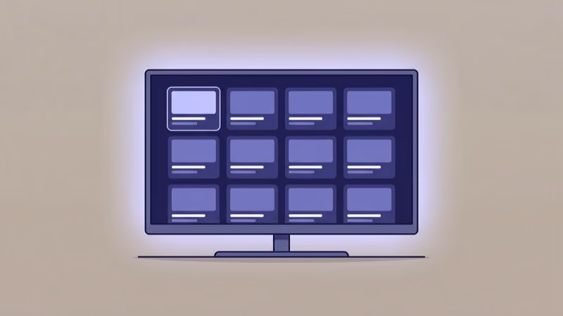 Vudu content library showing movie and TV show grid on screen