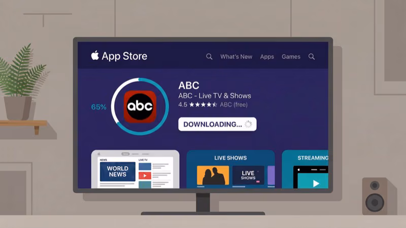 ABC app download screen on Apple TV App Store interface