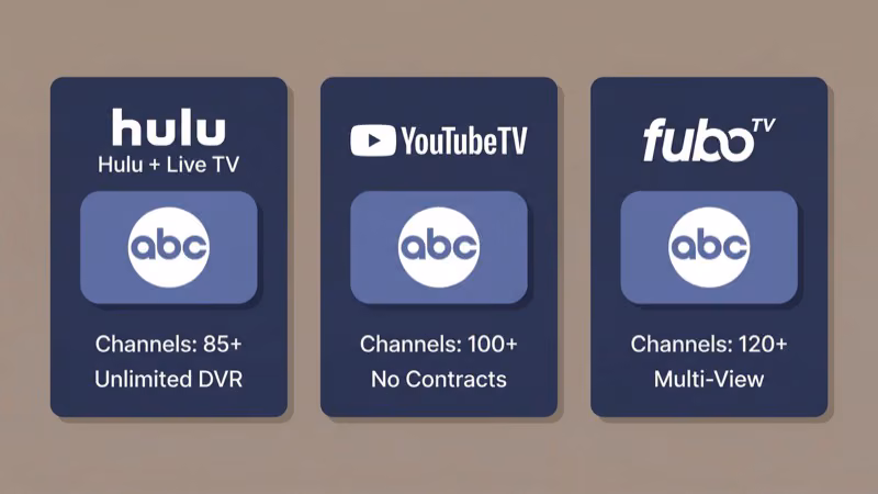 Live TV services carrying ABC including Hulu and YouTube TV