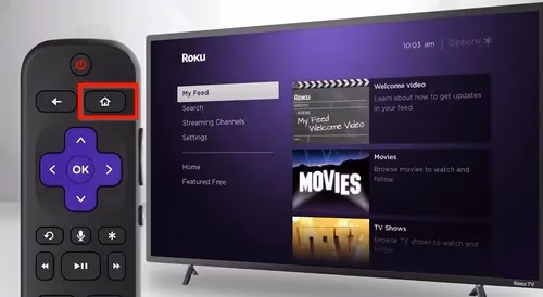 Home button On Your Roku Remote