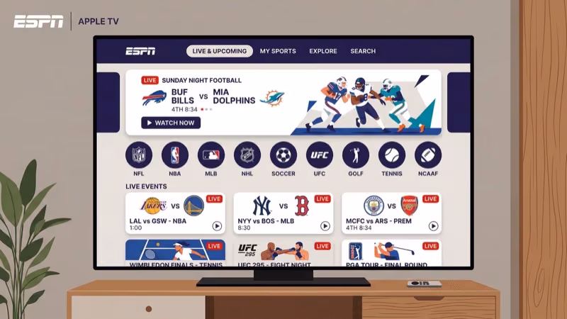 Live TV streaming services compared for ESPN on Apple TV 4K