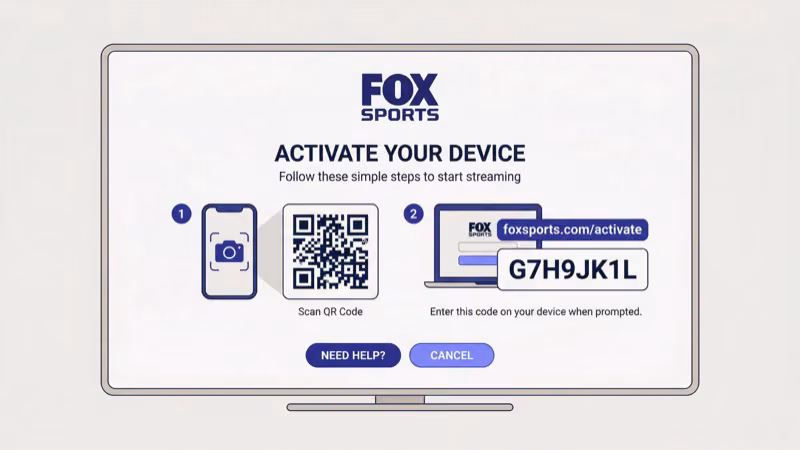 Fox Sports app activation setup on Apple TV with provider login screen